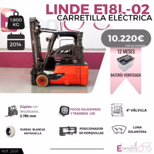 CARRETILLA ELEVADORA LINDE E18L-02