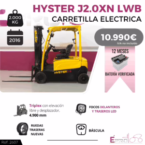 CARRETILLA ELEVADORA ELECTRICA HYSTER J2.0XN LWB