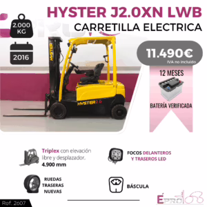 CARRETILLA ELEVADORA ELECTRICA HYSTER J2.0XN LWB