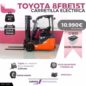 CARRETILLA ELEVADORA ELECTRICA TOYOTA 8FBE15T