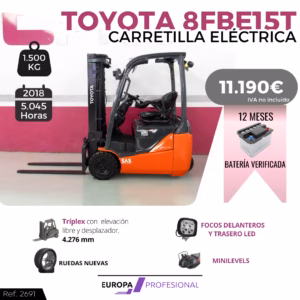 CARRETILLA ELEVADORA ELECTRICA TOYOTA 8FBE15T