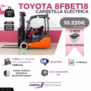 CARRETILLA ELEVADORA ELECTRICA TOYOTA 8FBETI8