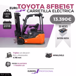 CARRETILLA ELEVADORA ELECTRICA TOYOTA 8FBE16T