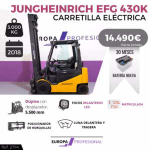 CARRETILLA ELEVADORA ELECTRICA JUNGHEINRICH EFG 430K