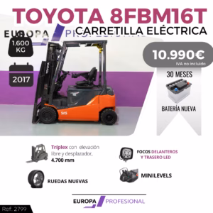 CARRETILLA ELEVADORA ELECTRICA TOYOTA 8FBM16T