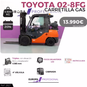 CARRETILLA ELEVADORA GAS TOYOTA 02-8FG