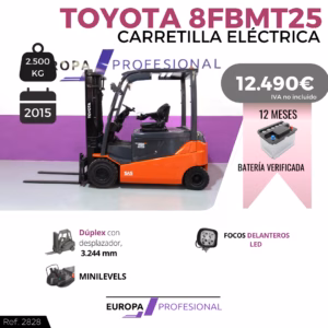 CARRETILLA ELEVADORA ELECTRICA TOYOTA 8FBMT25