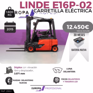 CARRETILLA ELEVADORA ELECTRICA LINDE E16P-02