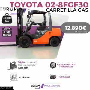 CARRETILLA ELEVADORA GAS TOYOTA 3000 KG